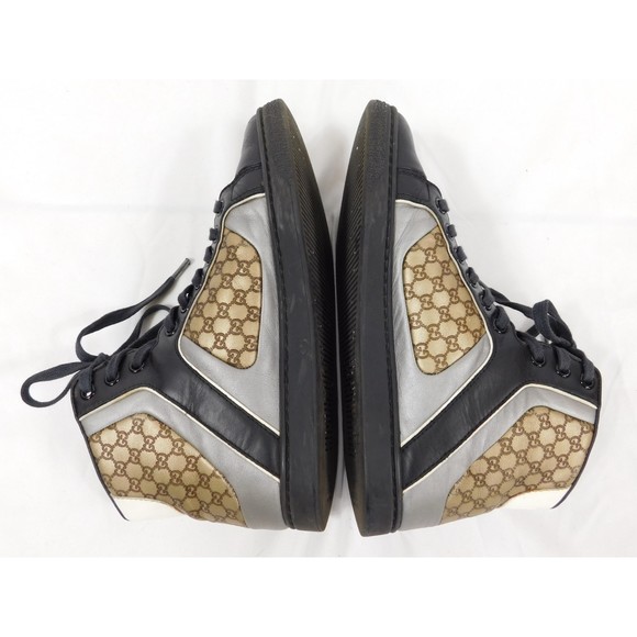 GUCCI MONOGRAM LEATHER HIGH TOP SNEAKERS SZ 36 - Picture 8 of 13